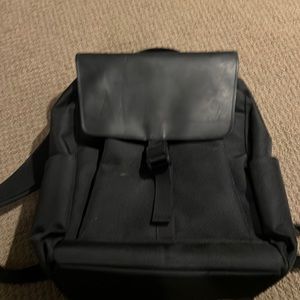 Waterfield designs in San Francisco full size backpack. Black leather and nylon